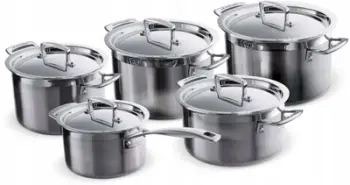 Set tenxhere Le Creuset 9610 0997, çelik inoks, i përshtatshëm për induksion, argjendtë