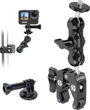 Krah montues UURIG BH-09 Magic Arm, kapëse furkësh, adapter GoPro, i zi