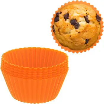 Set me 6 forma silikoni për muffin, fleksibël, për pjekje, shumëngjyrëshe