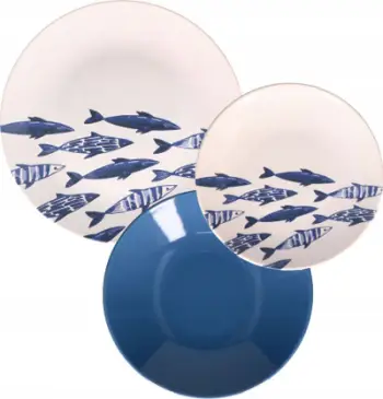 Set darke Rose&amp;Tulipani The Blue Ones, 18 copa, stoneware, blu