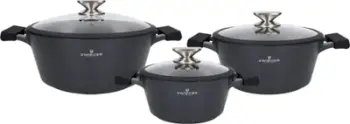 Set tenxheresh Zwieger Black Stone, 6 pjesë, induksion, ngjyrë gri e errët
