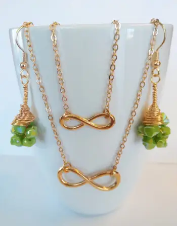 Set - qafore + varëse + vathë Xuping Infinity&Handmade të prapuara në ari QV2XI, i artë/gjelbër
