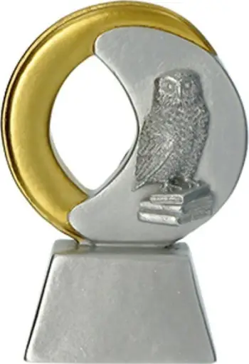 Figurinë trofe Learning School Owl, 10cm, me gravurë, argjend dhe ar