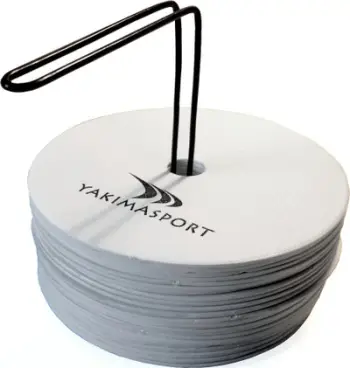 Disk shënjues sportiv Yakimasport Flat Field Markers, set 24 copë, diametër 15 cm, i bardhë
