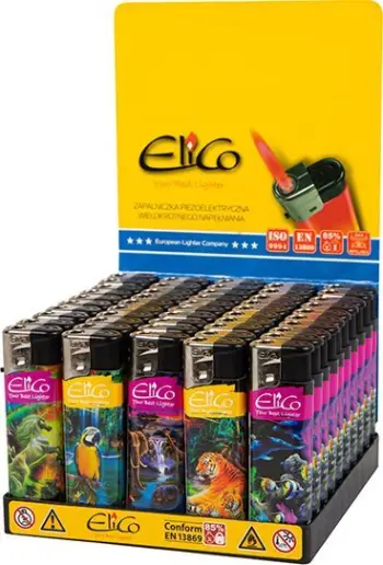 Çakmak Elico Flame, rimbushëm, flakë e rregullueshme, set 50 copë