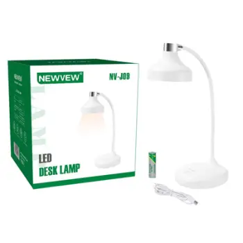 Lambë tavoline LED me USB, bardhë. NEWVEW