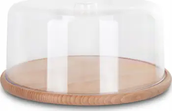 Stendë torte me kapak, 30 cm, dru dhe plastikë, transparente