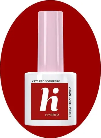 Lak gjysmë permanent për thonj Hi Hybrid 275 Polish Red Sombrero, 5ml, i kuq