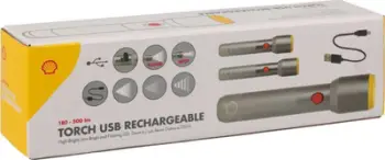 Elektrik dore Shell Torch USB Rechargeable, 180-500 lm, rimbushje USB, argjendtë