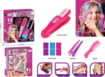 Set stilimi flokësh Fashion Braided, 6 ngjyra, për fëmijë, rozë