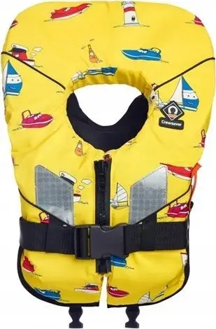 Jelek shpëtimi për fëmijë Crewsaver, 100N, me rripa sigurie, i verdhë