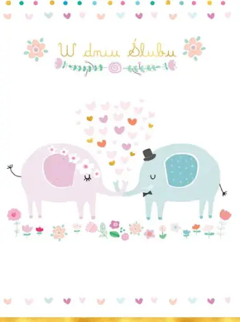 Kartolinë dasme Henry Wedding Card Elephants, e palosshme, 118 x 163 mm, shumëngjyrëshe