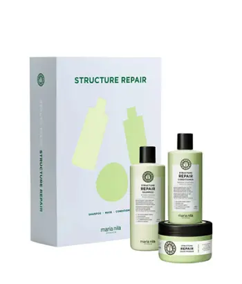 Set për flokë Maria Nila Structure Repair, shampo për flokë të thatë dhe te dëmtuar 350 ml + balsam forcues për flokë 300 ml + maskë hidratuese për flokë 250 ml