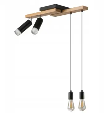 Lampadar varës Lamkur Cortina 50478, 4xE27, dru lisi, i zi
