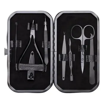 Set manikyr PALSAR7 Manicure Set, çelik inox, për udhëtim, i zi