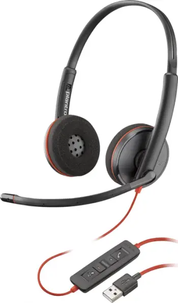 Kufje me mikrofon Poly Blackwire 3220, stereo, USB A, e zezë