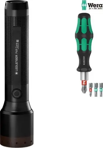 Elektrik dore Ledlenser P6R Core Plus Wera, 900 lumen, bateri rikarikueshme, i zi