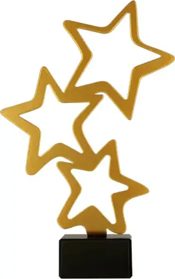 Kupë dekorative Victoria Sport Stars, metal, bazë mermeri, ngjyrë ari