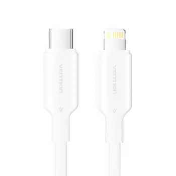 Kabllo Vention USB C në Lightning, 1m, 3A 480Mbps, e bardhë
