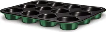 Tepsi muffin Berlinger Haus BH-6460, 12 kube, veshje jo-ngjitëse, e zezë me jeshile