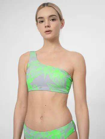 Bikini për femra 4F 4FSS23UBKTF025, njëkrahëshe, print tropikal, gri me jeshile