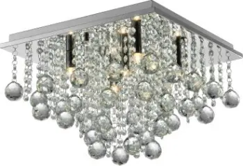 Llambadar tavanor Netlighting Rangel, kristal, 5x G9, argjendtë