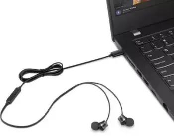 Kufje Lenovo Go, in ear me mikrofon, me kabllo, të zeza