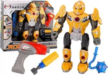 Lodër robot Lean Toys Screw Together, 36.5 cm, me dritë dhe tinguj, e verdhë