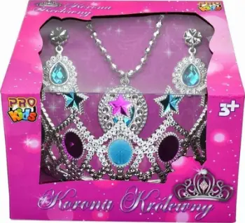Set aksesorësh princeshë Crown of the Princess, kurorë me kristale, vathë dhe varëse, argjendtë