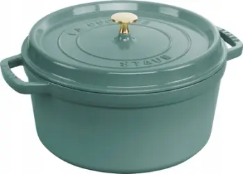 Tigan gize Staub La Cocotte Round, 6.7L, veshje smalti, e gjelbër eucalyptus