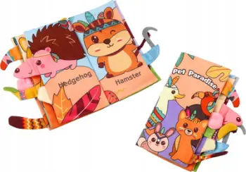Libër i butë edukativ për foshnje Ecotoys Rustling Forest Animals, tekstile me fishkëllim, shumëngjyrësh