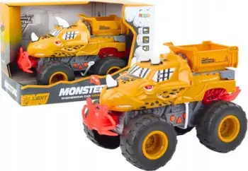 Lodër makinë off-road LEAN Toys, me fërkim, dinosauro, portokalli
