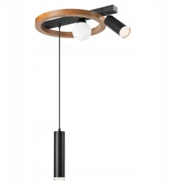 Lampë tavani Lamkur OTIS LM-3.214/B, 3 drita, dru dhe metal, e zezë