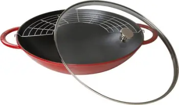 Wok gize Staub, 37 cm, me kapak, i kuq
