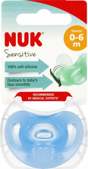 Cucli NUK Sensitive, silikon, 0-6 muaj, blu