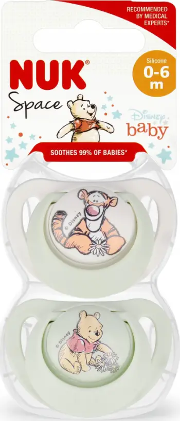 Çuçë për bebe NUK Star, 6-18 muaj, ortodontike, silikon, e bardhë