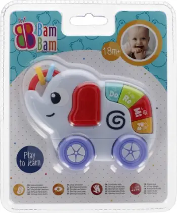 Lodër muzikore BAM BAM Musical Elephant 482392, me drita, shumëngjyrëshe