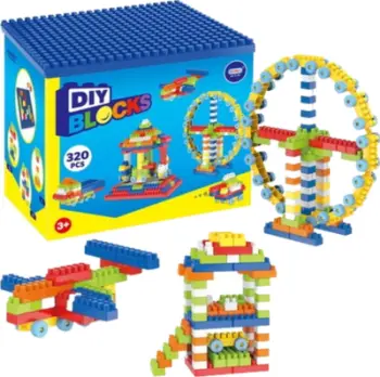 Set blloqe ndërtuese Construction Blocks Tile Large, 320 copë, shumëngjyrëshe