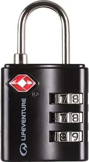 Dry udhëtimi Lifeventure TSA Combination Lock, kod 3 shifra, për valixhe, i zi