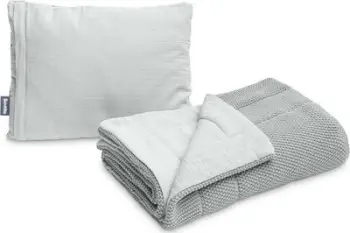 Set krevat fëmijësh Sensillo Knitted Crib me muslin, 2 pjesë, gri