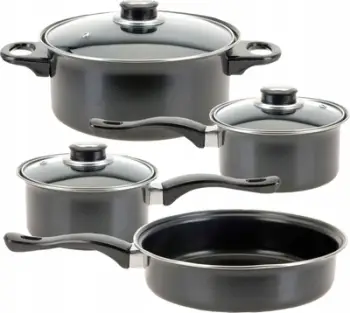 Set tenxheresh kampingu Redcliffs Casserole, 4 pjesë, sipërfaqe jo ngjitëse, i zi