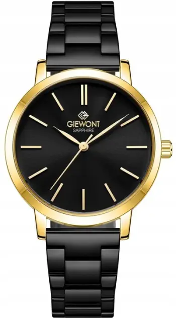 Orë dore femrash Giewont GW2360-B4, analog, xham safir 34mm, ari e zezë