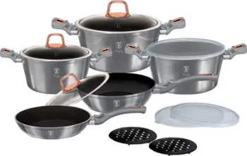 Set enësh gatimi Berlinger Haus BH-7033 Moonlight, trup alumini i derdhur, veshje graniti, gri blu metalike