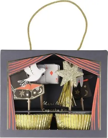 Set dekorimi cupcake Meri Meri Abracadabra, 24 korpica, 24 shkopinj, shumëngjyrësh