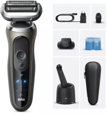 Brisk elektrik Braun Series 7 72-C7200cc, me stacion pastrimi dhe karikimi, rezistent ndaj ujit, ngjyrë ari
