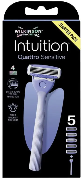 Brisk elektrik Wilkinson Intuition Quattro Sensitive, 4 tehe, 5 koka zëvendësuese, lejla