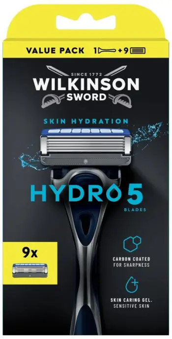 Brisk rroje Wilkinson Sword Hydro 5, 5 tehe, set me 8 rezerva, blu