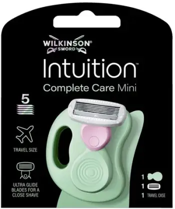 Rroje femrash Wilkinson Sword Intuition Complete Care Mini, për udhëtim, me çantë mbrojtëse