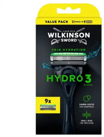 Brisk rroje Wilkinson Sword Hydro 3, me 9 rezerva, i zi