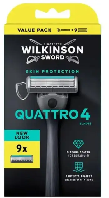 Brisk rroje Wilkinson Sword Quattro 4, set 1 brisk 9 tehe, i zi